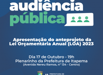 Finanças fará audiência pública da LOA 2023 em Outubro